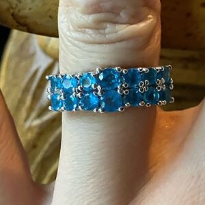 Natural Blue Apatite Sterling Silver Ring Size 5.75